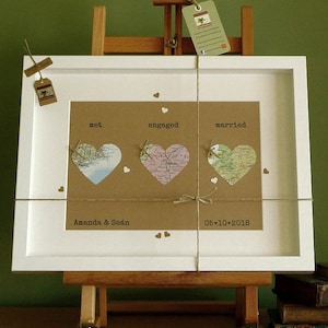 Hochzeitskarte Herzen - Personalisiertes Hochzeits-Andenken - Gerahmtes Liebesherz - Personalisiertes Jubiläumsgeschenk - Karte der Liebe - Handgemacht in Irland