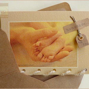 Newborn Baby Feet - Boy or Girl Personalised MEDIUM-SIZED Card Handmade in Ireland