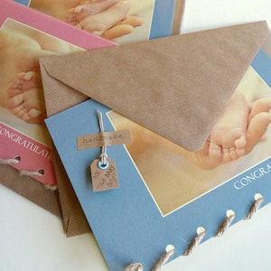 Newborn Baby Card Girl or Boy Pink or Blue Personalised Card Handmade in Ireland image 1