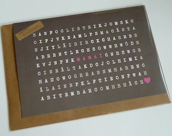MAMAÍ ('Mammy' in Irish) - Word Search Greeting Card - Personalised Card Handmade in Ireland