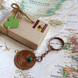 1963 Irish Penny Coin Keyring 62nd Birthday or Anniversary Keepsake Vintage Keychain Lucky Charm Keyring from Ireland