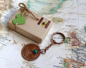 1963 Irish Penny Coin Keyring 61st Birthday or Anniversary Keepsake Vintage Keychain Lucky Charm Keyring from Ireland