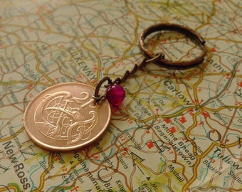 Brelok do kluczy z irlandzką monetą 2 pensy z 1979 r., breloczek na 47. urodziny z Irlandii