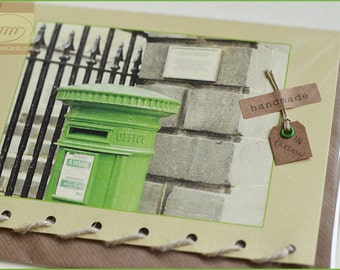 Green Irish Postbox  - Personalised Card Handmade in Ireland
