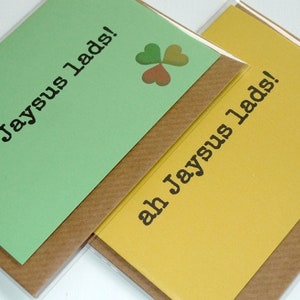 Ah les gars Jaysus ! - Argot irlandais - Carte de voeux magnétique amusante - Fait main en Irlande