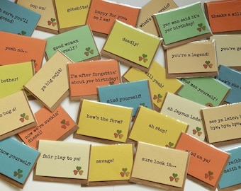 SET of 5 Irish Magnetic Greeting Cards - Fridge Magnet - Funny Irish Sayings - Handmade in Ireland