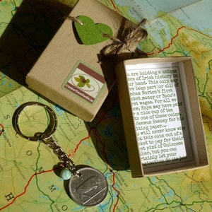 1964 Irish Shilling Coin Keyring 61st Birthday or Anniversary Vintage Keychain Lucky Charm from Ireland