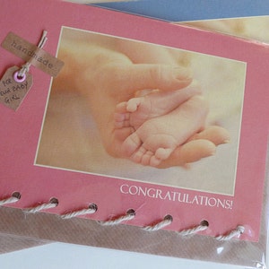 Newborn Baby Card Girl or Boy Pink or Blue Personalised Card Handmade in Ireland image 3