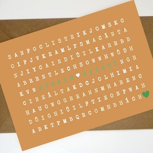 ATHAIR BAIST-('Padrino' en irlandés) - Tarjeta de felicitación de búsqueda de palabras - Tarjeta personalizada hecha a mano en Irlanda