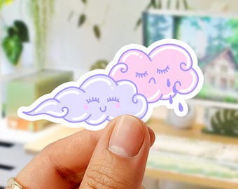 Pastelwolksticker: kawaii-vinylsticker voor laptop, dagboek