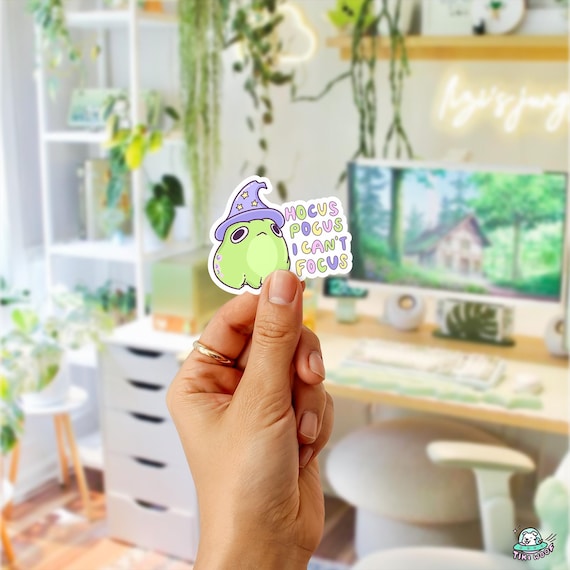 Kawaii Witch Frog Sticker: Hocus Pocus Funny ADHD Vinyl Decal