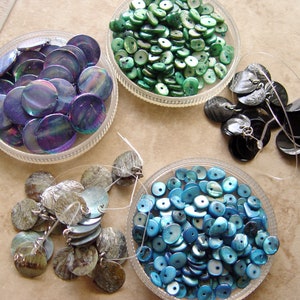 Shell round disks destash bead soup mix assortment for jewelry making and crafts supplies - lot 60