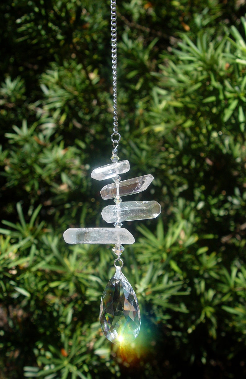 Clear Rainbow Aqua Aura Quartz Suncatcher Quartz Suncatcher Etsy