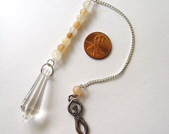 Dowsing pendulum, moonstone pendulum, crystal pendulum, Goddess pendulum, Swarovski crystal point