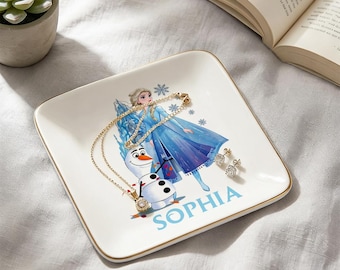 Bandeja para joyas de princesa personalizada, bandeja para baratijas con nombre personalizado, bonito porta anillos de tocador, regalo para niñas.