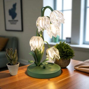 Flower Lamp Lily of the Valley Tulip Flower Decor Antique Lamp Mood Lighting Aesthetic Cottagecore Lamp Desk Lamp Gift for Her Gift for Mum
