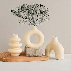 Modern Ceramic Vase Set Planter – Minimalist Boho Decorative Vases for Home Decor, Contemporary Bud Vase Centerpieces, Unique Pottery Gift