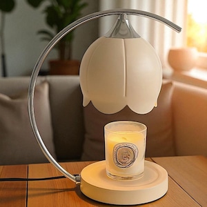 Antique Candle Warmer Lamp with Timer Dimmable, Birthday Gifts for Women, House Warming Gifts Vintage, Wax Melt Flower Jar Candles 2 Bulbs