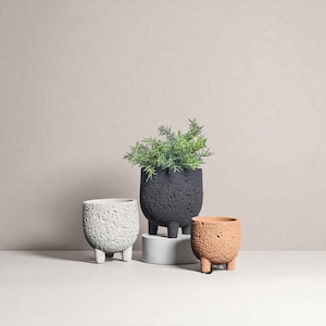 6in Flower Pot with Drainage – Black Textured Planter, Modern Indoor Outdoor Flower Pot, Minimalist Plant Pot for Home & Garden