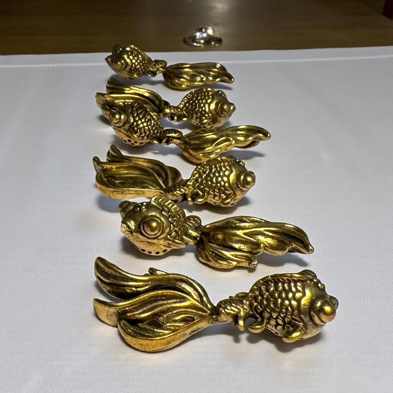 Rare Vintage French Knife Rests Goldfish – Set of 6 Brass Table Decor ...