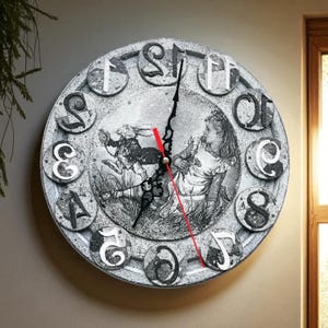 Alice in Wonderland Clock: Reverse Counterclockwise Wooden Wall Decor