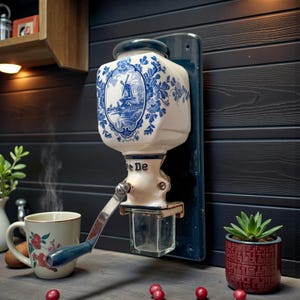 Lot Céramique Holland Vintage – Moulin à Café Mural + Poivrier + Casserole – Déco