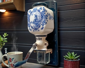 ガラスタンクと木製ハンドルを備えたセラミック製壁掛けコーヒー