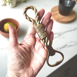 Vintage Brass Nautical Knot Bottle Opener – Solid Brass Wall Mount Bar Tool – Nautical Decor – Maritime Gift – Polished Brass Bottle Opener