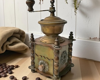 Vintage Messing Kaffeemühle - Mid-Century European Messing Mühle - Sammlerstück Barista Geschenk