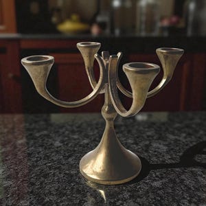 Vintage Bronze 4-Arm Candelabra – Art Deco Mid-Century Style Bronze Candlestick