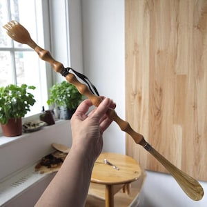 Vintage italienischer Bambus Schuhlöffel Rückenkratzer - Mid-Century Modern Accessoire