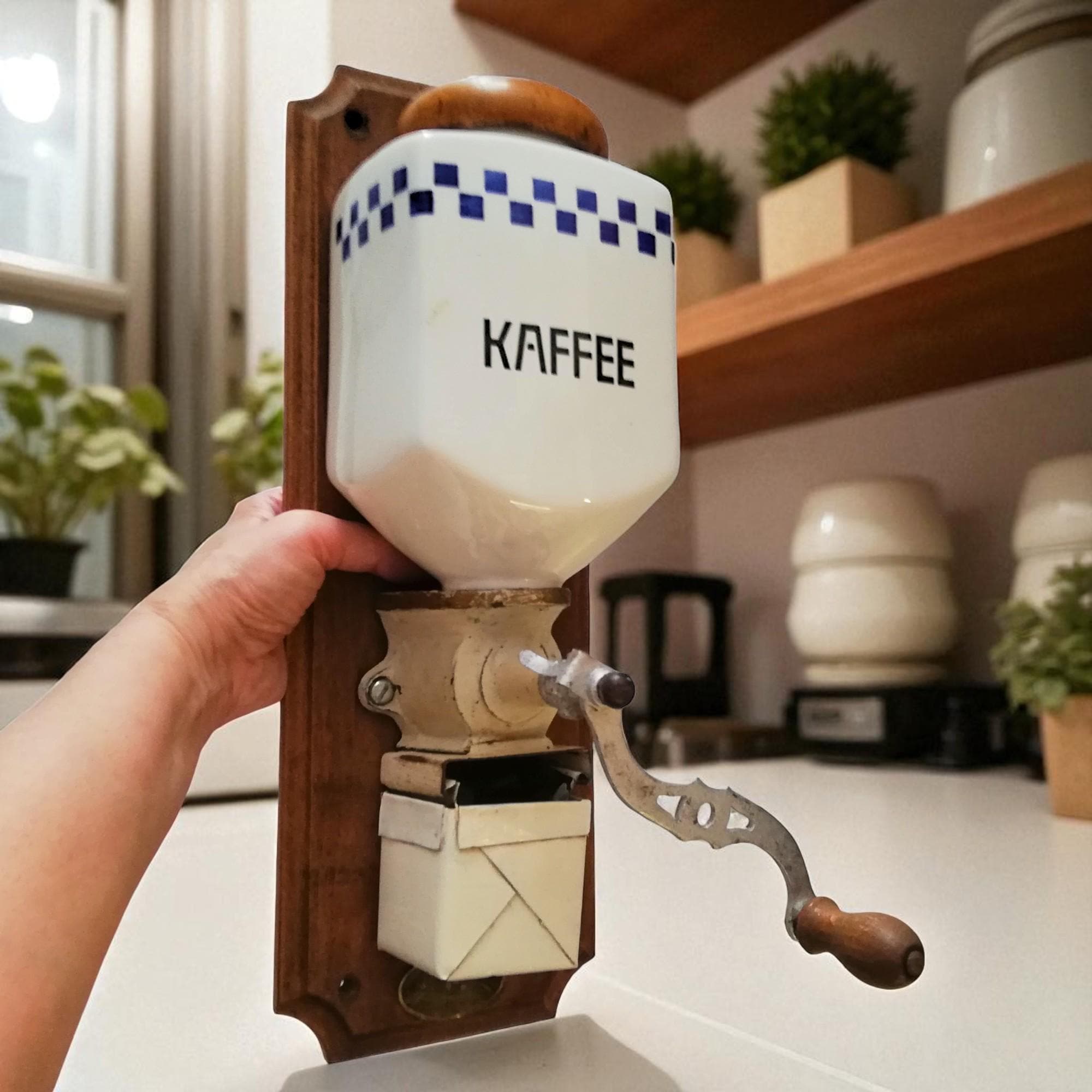 Vintage German Wall-mounted Coffee Grinder | Ceramic Coffee Mill