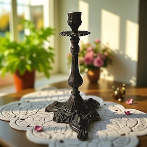 Vintage Brass Candelabra: Italian Mid-Century Art Nouveau Candle Holder