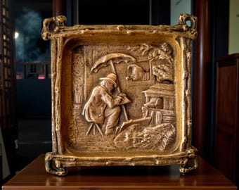 ヴィンテージブロンズ変色装飾プレート 素朴なホームデコレーション