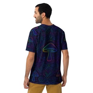 Psychedelic Mushroom Allover Print Shirt – Trippy Rainbow Magic Geometry Tee