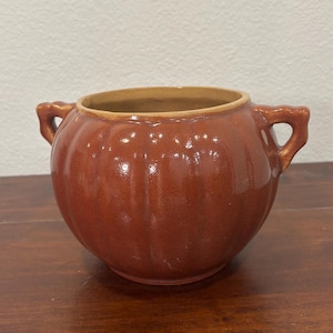 Vintage PEDEECO Bean Pot | Brown Glazed Pottery Casserole