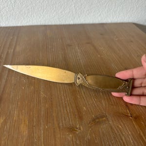Vintage Brass Letter Opener: Ornate Art Nouveau Desk Accessory