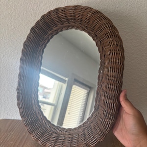 vintage wicker mirror