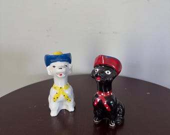 Vintage Ceramic Dog Salt and Pepper Shakers Sailor Hat Mid Century Japan Kitchen Decor