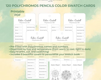 Cartões de Amostras de Lápis de Cor Faber Castell Polychromos 120: Nomes e Números (PDF para Impressão)