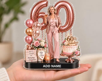 Personalized 60th Birthday Acrylic Plaque for Her, Custom Name Milestone Gift for Mom, Wife or Grandma