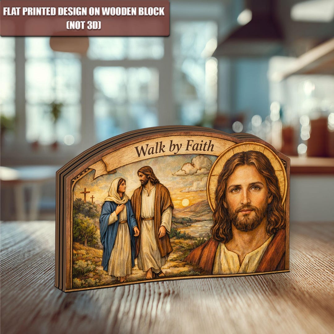 Jesus Block Walk by Faith Jesus Wooden Block Decor, Christian Inspirational Art ...