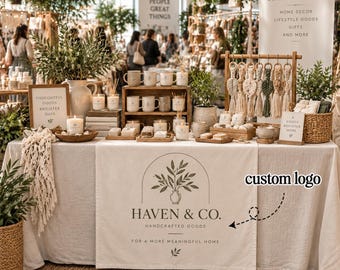 Custom Logo Table Runner, Personalized Business Vendor Table Banner, Craft Fair & Market Booth Display