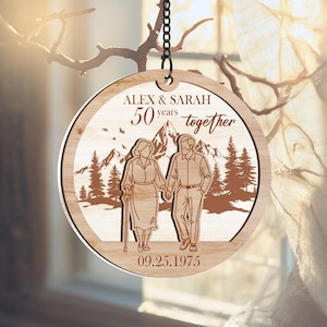 Personalized 50th Anniversary Wooden Ornament, 50 Years Married Wedding Anniversary Gift, Wedding Gift for Couple Anniversary