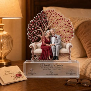 Personalized 40th Wedding Anniversary Acrylic Plaque, Ruby Anniversary Gift for Parents or Grandparents