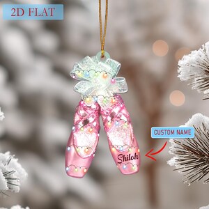 Personalized Pink Ballet Shoes Ornament: Dancer Gift (2D Flat Acrylic)