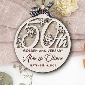 Personalisierte Holzverzierung zum 50-jährigen Jubiläum, 50 Jahre verheiratet Hochzeitsjubiläum Geschenk, Hochzeitsgeschenk für Paar Jahrestag
