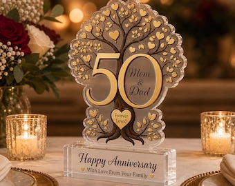 Personalized 50th Anniversary Acrylic Plaque, Custom Golden Anniversary Gift for Parents, Mom Dad Wedding Keepsake