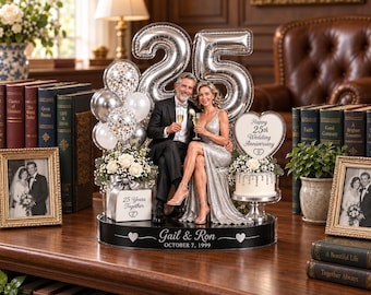 Personalized 25th Anniversary Acrylic Plaque, Silver Wedding Gift for Parents, Custom Couple Names Keepsake