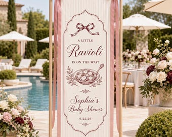 Personalized Italian Baby Shower Banner, Custom Ravioli Baby Shower Sign, Fabric Welcome Backdrop Decor